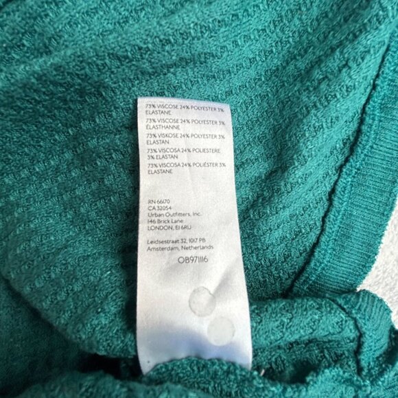 Free People Womens Teal Waffle Knit Leo Henley Top XS Long Sleeve Oversized - Picture 5 of 8